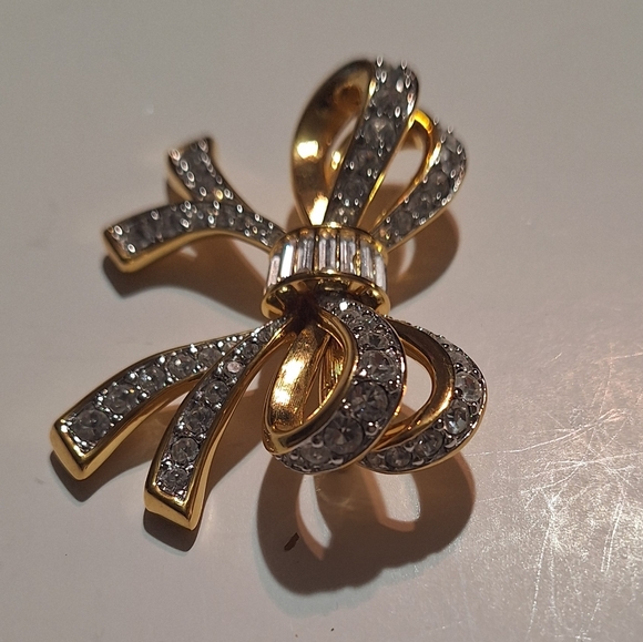 Large Swarovski Double Bow Brooch Pin - Picture 5 of 8